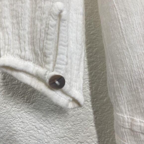 Free People Shirt Womens Large cream Boho Peasant Tunic Embroidered Beaded - Picture 14 of 16